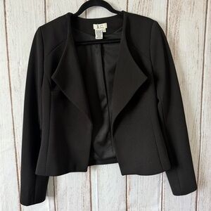 Jules & Leopold Black Textured Open Front Cropped Blazer Jacket Large
